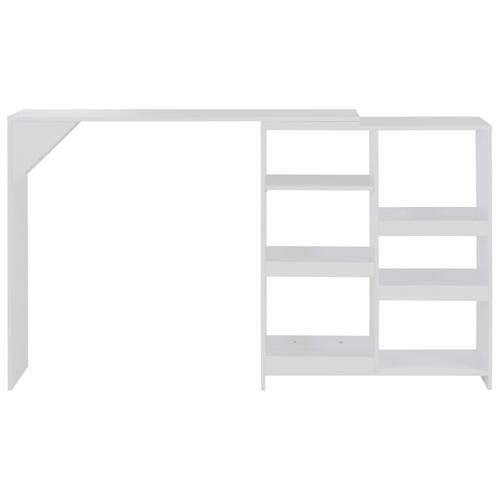 Barbord med flytbar hylde 138x39x110 cm hvid