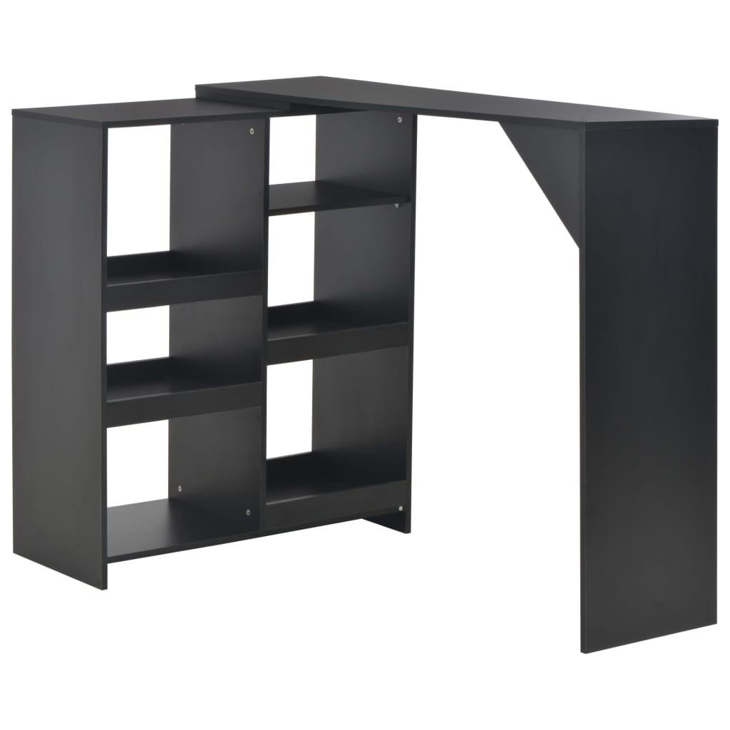 Barbord med bevægelig hylde 138x39x110 cm sort