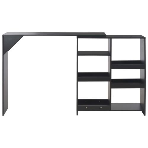 Barbord med bevægelig hylde 138x39x110 cm sort