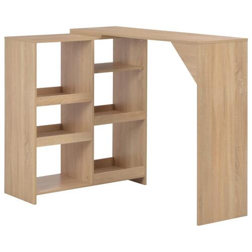 Barbord med flytbar hylde 138x39x110 cm egetræsfarve