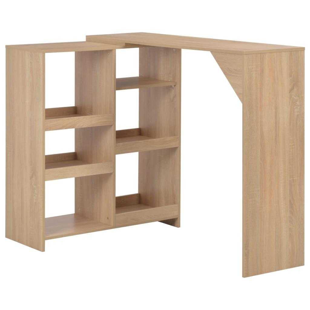 Barbord med flytbar hylde 138x39x110 cm egetræsfarve