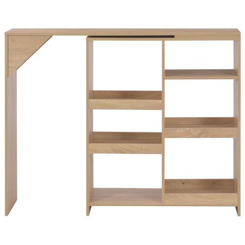 Barbord med flytbar hylde 138x39x110 cm egetræsfarve