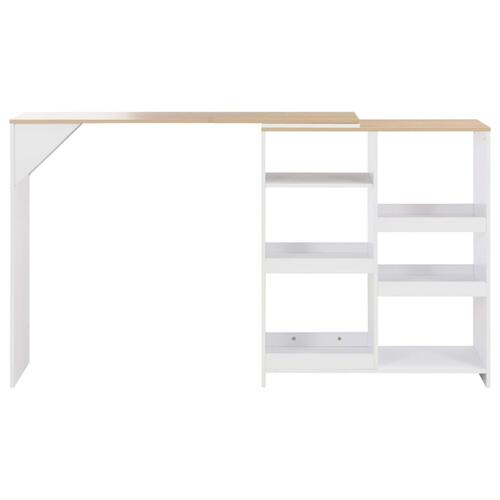 Barbord med bevægelig hylde 138x39x110 cm hvid