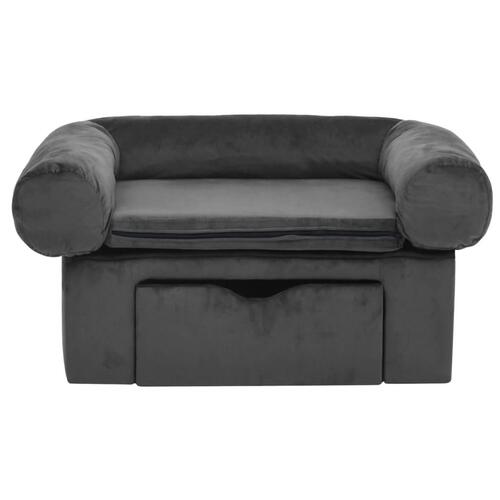 Hundesofa med skuffe 75x50x38 cm plys mørkegrå