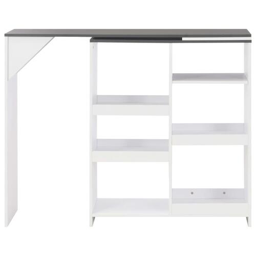 Barbord med bevægelig hylde 138x39x110 cm hvid