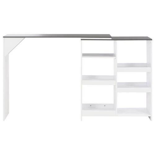 Barbord med bevægelig hylde 138x39x110 cm hvid