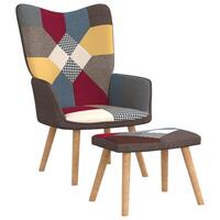 Lænestol med fodskammel stof patchwork