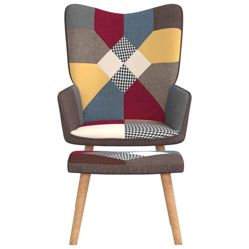Lænestol med fodskammel stof patchwork