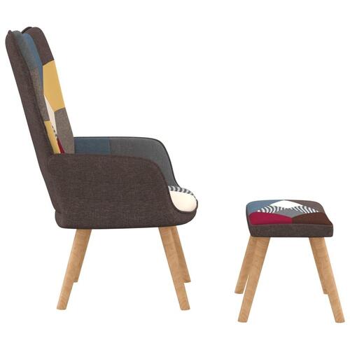 Lænestol med fodskammel stof patchwork