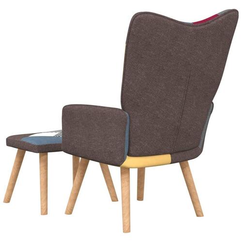 Lænestol med fodskammel stof patchwork