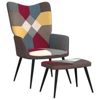 Lænestol med fodskammel stof patchwork