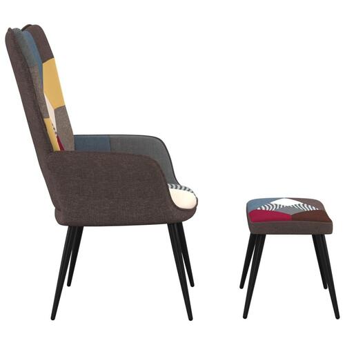 Lænestol med fodskammel stof patchwork