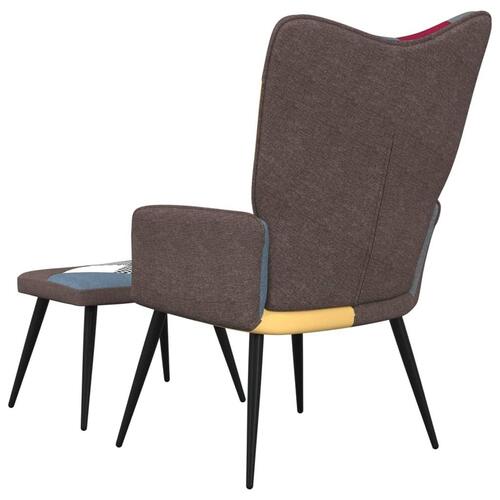 Lænestol med fodskammel stof patchwork