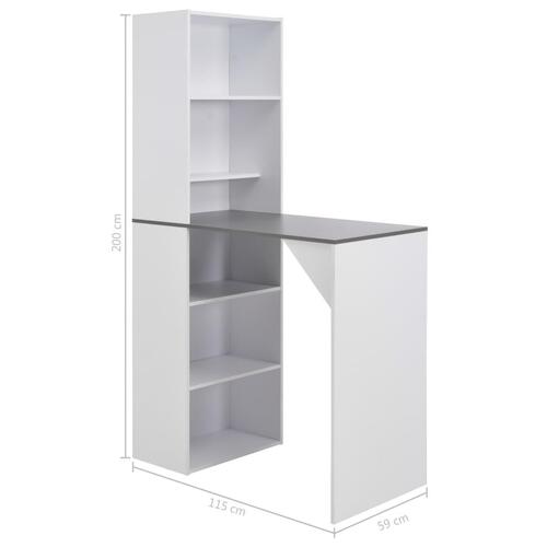 Barbord med skab 115 x 59 x 200 cm hvid
