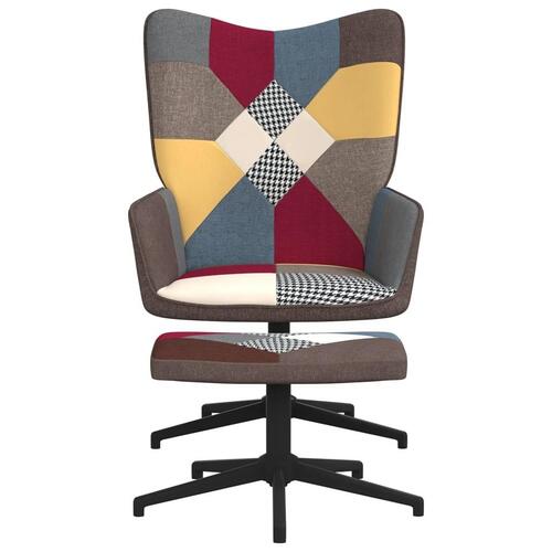 Lænestol med fodskammel stof patchwork