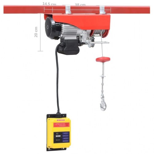 Elektrisk hejs med trådløs fjernbetjening 1000 W 300/600 kg