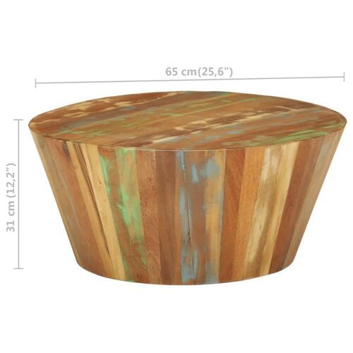 Sofabord Ø65x31 cm massiv genbrugstræ