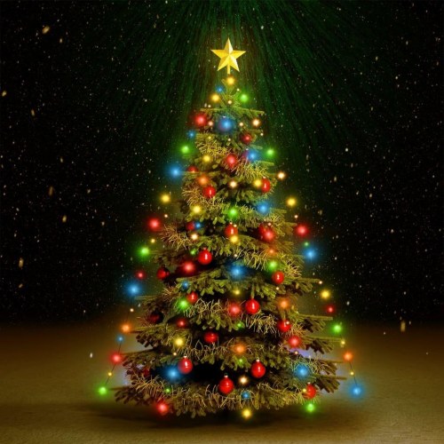 Lysnet til juletræ - 210 LED, 210 cm, flerfarvet, USB