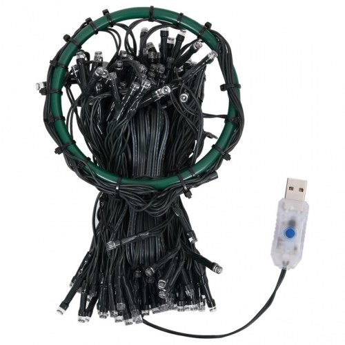 Lysnet til juletræ - 210 LED, 210 cm, flerfarvet, USB