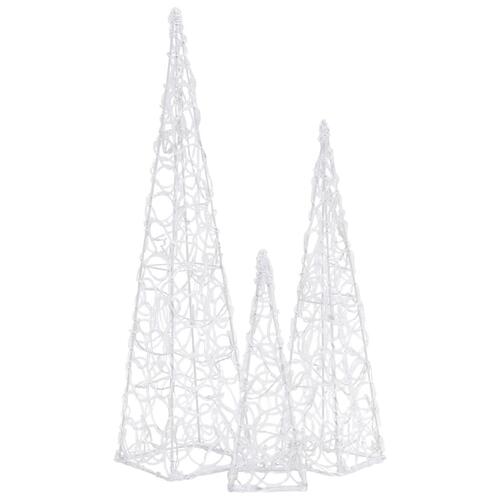 Dekorativt LED-lyskeglesæt 30/45/60 cm akryl varm hvid