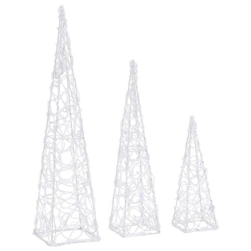 Dekorativt LED-lyskeglesæt 30/45/60 cm akryl varm hvid