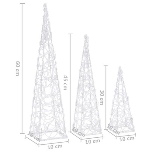 Dekorativt LED-lyskeglesæt 30/45/60 cm akryl varm hvid