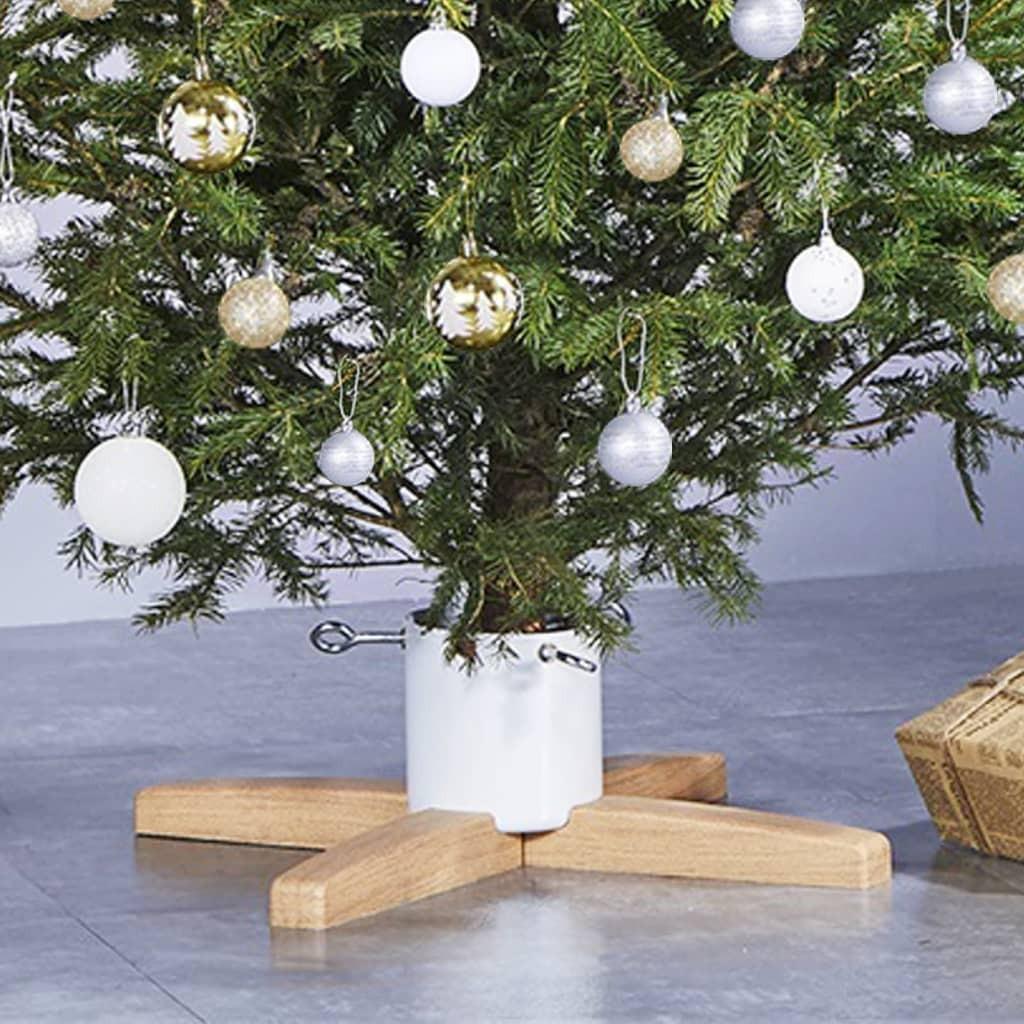 Juletræsfod 55 x 55 x 15,5 cm til ægte træ - hvid og brun