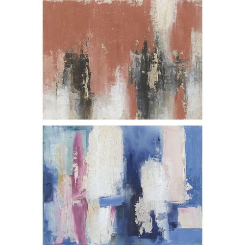 Lærredsmalerier i fyrretræ - abstrakt, 120 × 4 × 90 cm (sæt af 2)