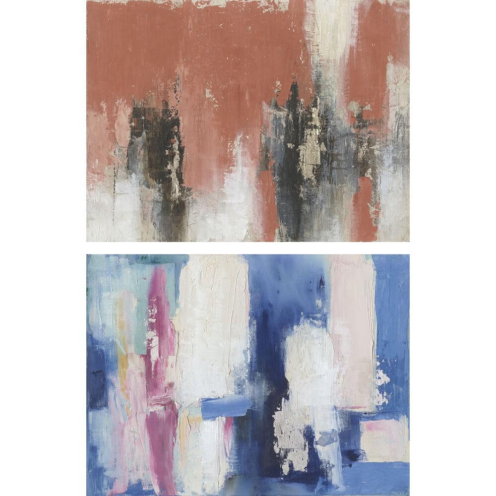 Lærredsmalerier i fyrretræ - abstrakt, 120 × 4 × 90 cm (sæt af 2)