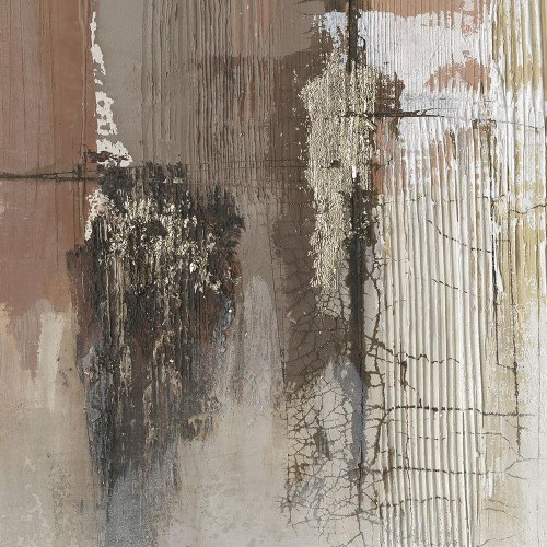Lærredsmaleri - håndmalet abstrakt, blå/brun, 100 × 100 cm (sæt á 2)