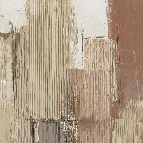Lærredsmaleri - håndmalet abstrakt, blå/brun, 100 × 100 cm (sæt á 2)