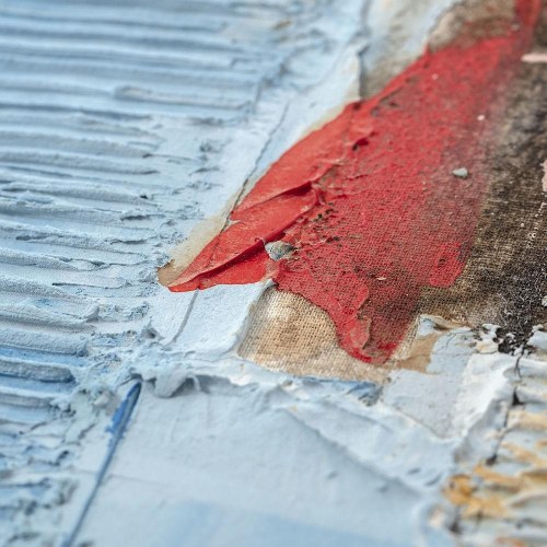 Lærredsmaleri - håndmalet abstrakt, blå/brun, 100 × 100 cm (sæt á 2)