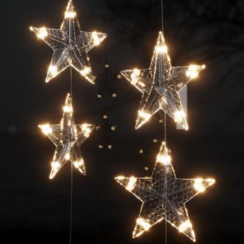 LED-lysgardin med stjerner 500 LED'er 8 funktioner varm hvid