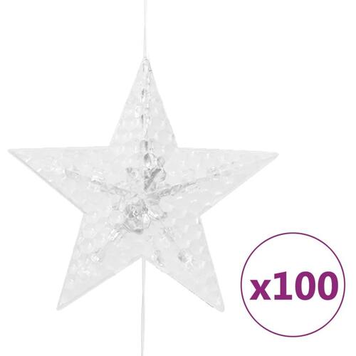 LED-lysgardin med stjerner 500 LED'er 8 funktioner varm hvid
