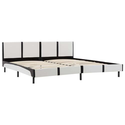 Sengestel 180 x 200 cm hvid og sort kunstlæder