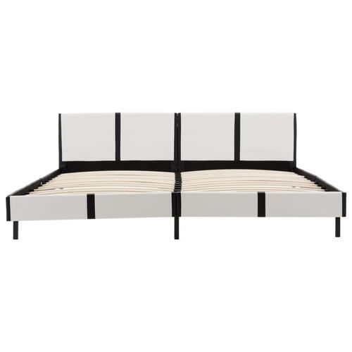 Sengestel 180 x 200 cm hvid og sort kunstlæder