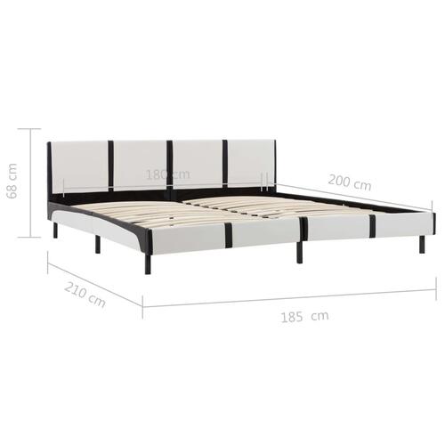 Sengestel 180 x 200 cm hvid og sort kunstlæder