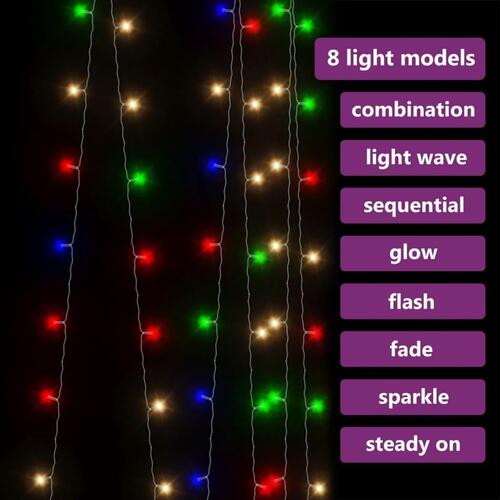 Lysgardin 3x3 m 300 LED'er 8 funktioner flerfarvet