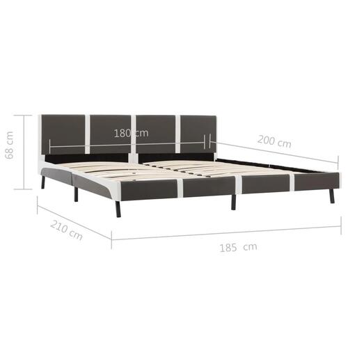 Sengestel 180 x 200 cm grå og hvid kunstlæder