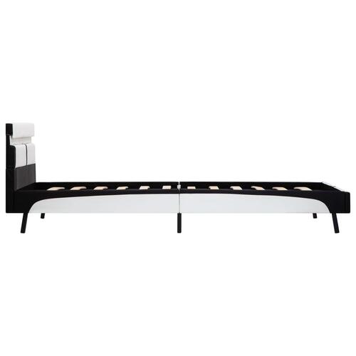 Sengestel med LED 90x200 cm kunstlæder hvid og sort