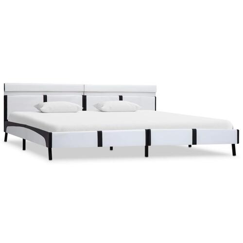 Sengestel med LED 180 x 200 cm kunstlæder hvid