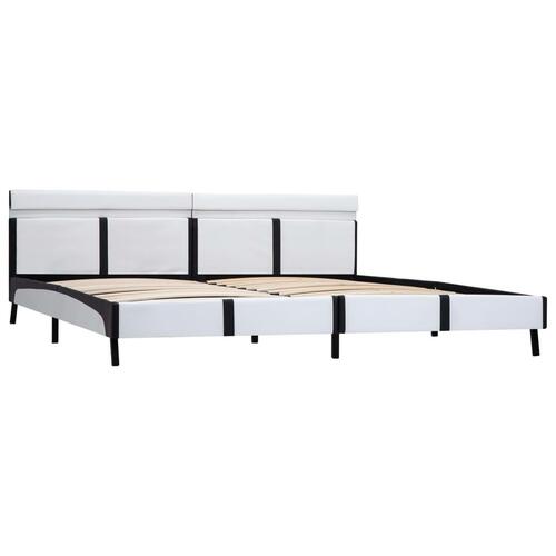 Sengestel med LED 180 x 200 cm kunstlæder hvid