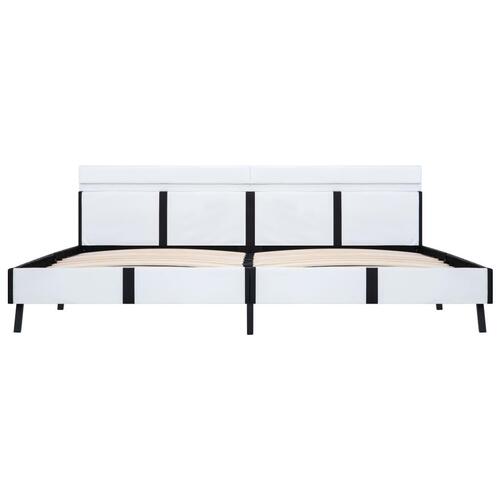 Sengestel med LED 180 x 200 cm kunstlæder hvid