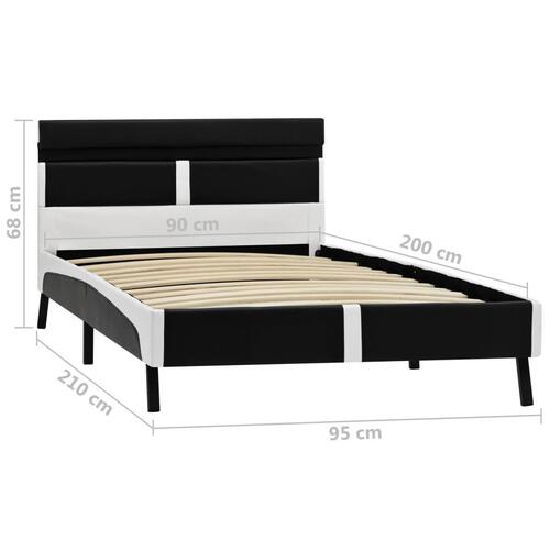 Sengestel 90x200 cm LED kunstlæder sort