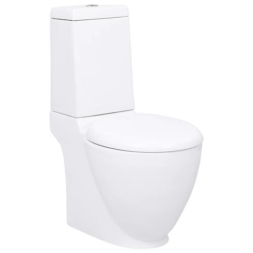 Keramisk toilet afløb i bunden rund hvid