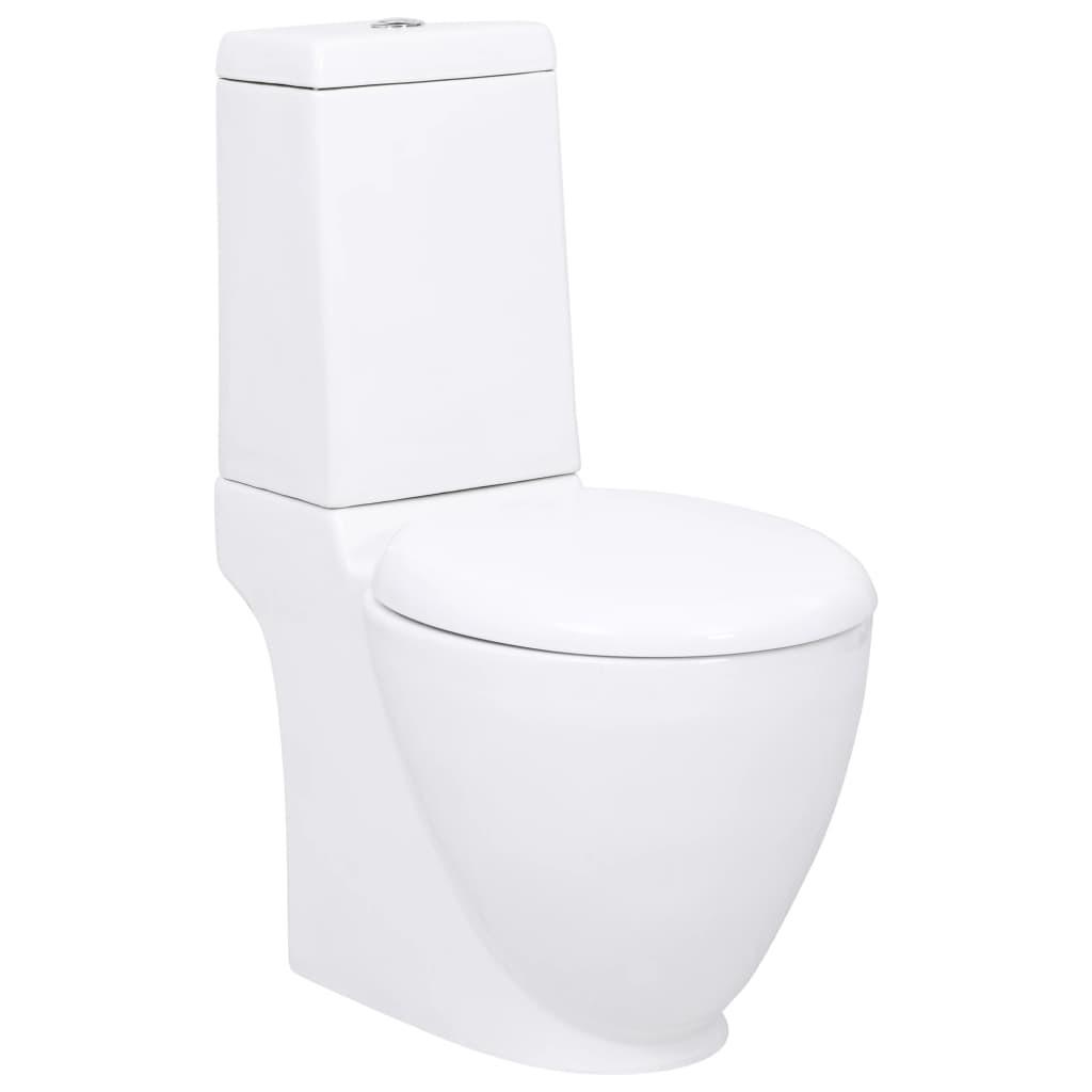 Keramisk toilet afløb i bunden rund hvid