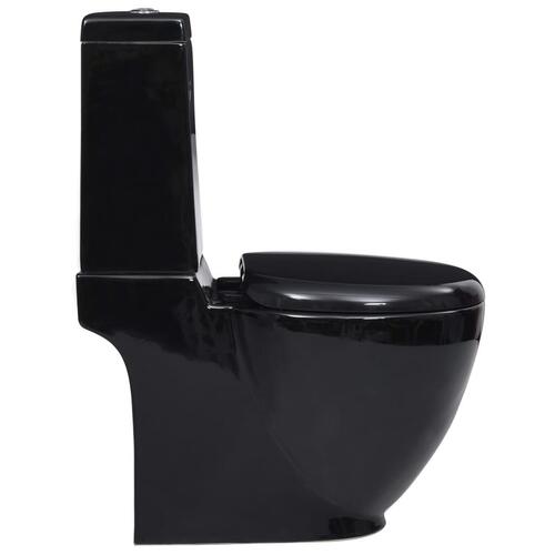 Keramisk toilet afløb i bunden rund sort