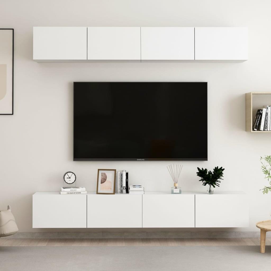 Tv-skabe 4 stk. 100x30x30 cm konstrueret træ hvid