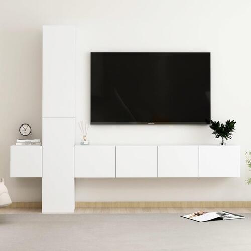 Tv-møbel 5 dele konstrueret træ hvid