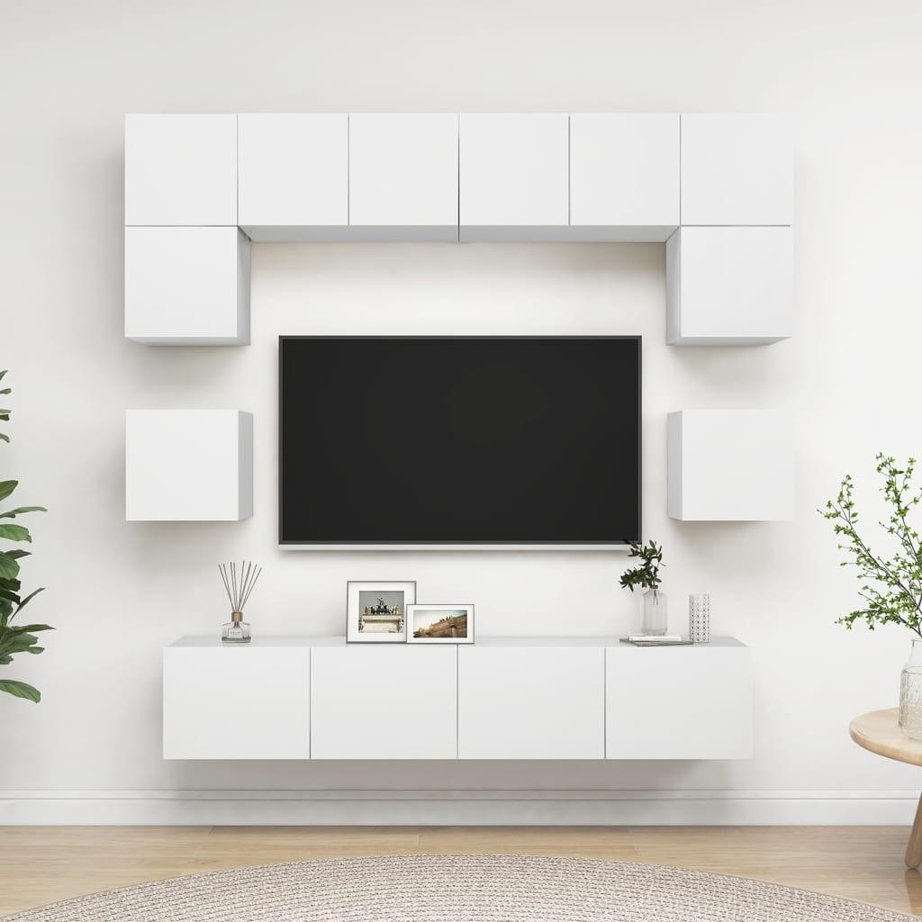 Tv-skabe 8 dele spånplade hvid